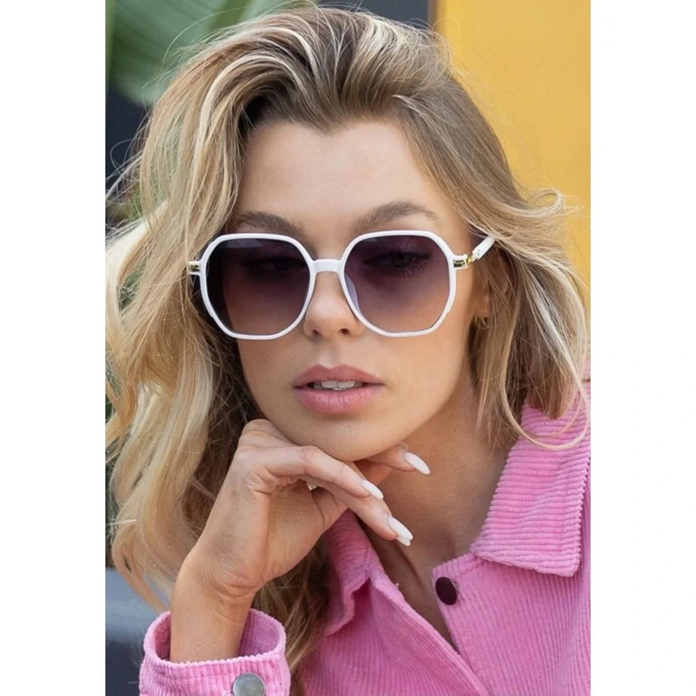POL White Trendy Oversized Fashion Sunnies